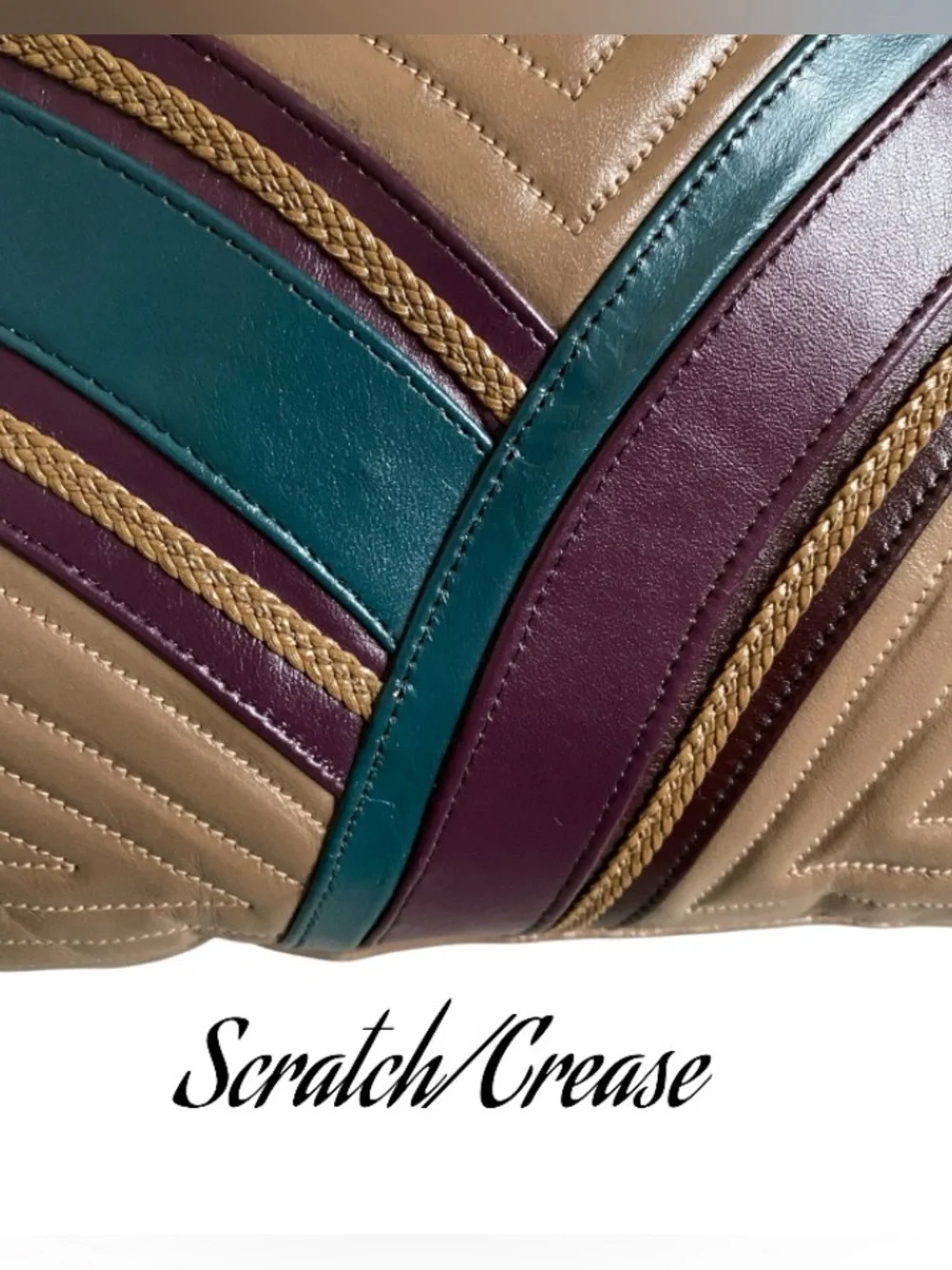 Vintage genuine leather multicolor clutch